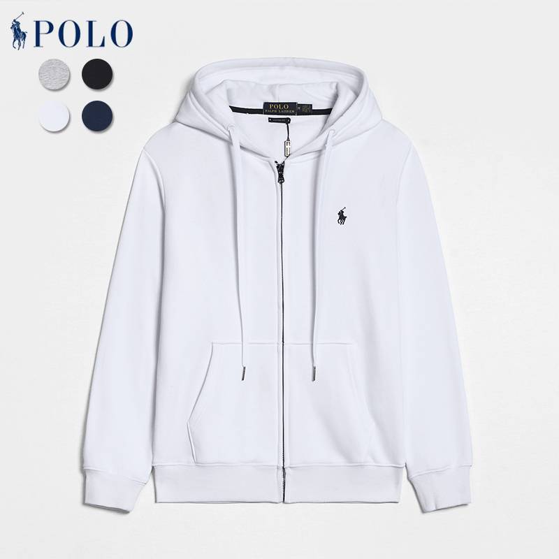 Autumn POLO Paul sweater men's thin casual cotton pure color embroidery RL chick hooded cardigan sweater