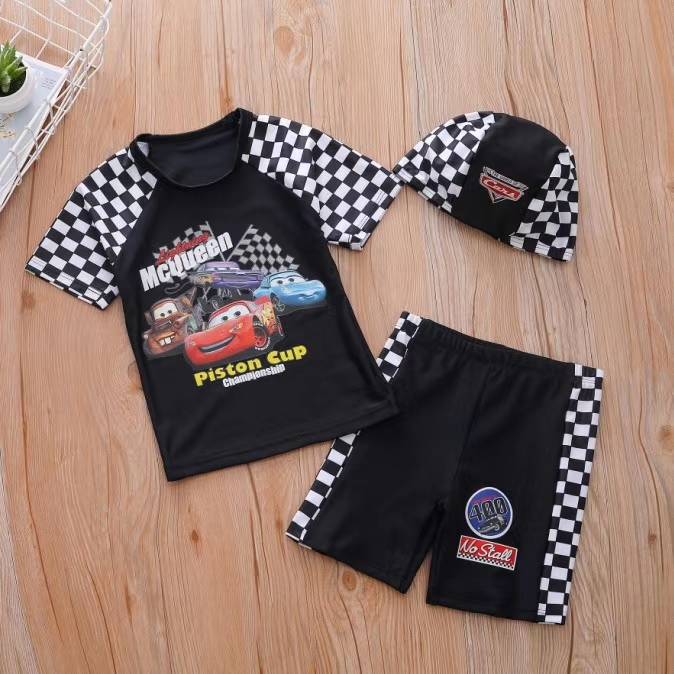 Boys swimsuit split short -sleeved suit cartoon car McQueen cute Thomas middle and young children fast dry boys swimsuit