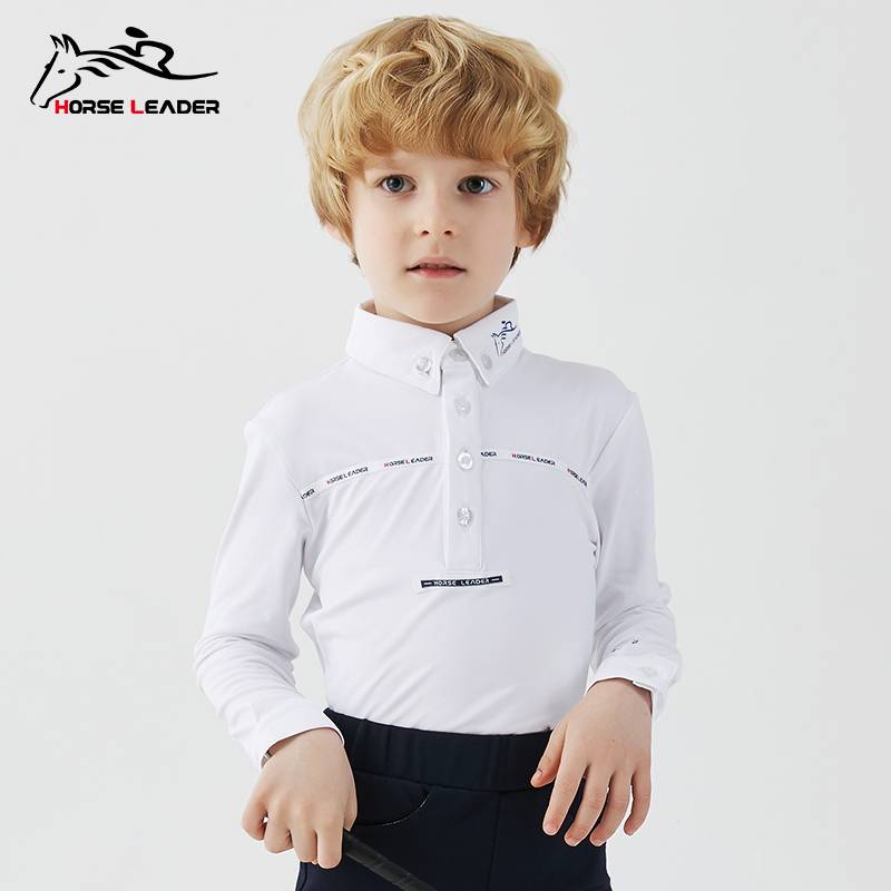 Children's Equestrian Equipment in Summer Competition, long -sleeved equestrian T -shirt Children's Knight breathable sunscreen equestrian clothing top