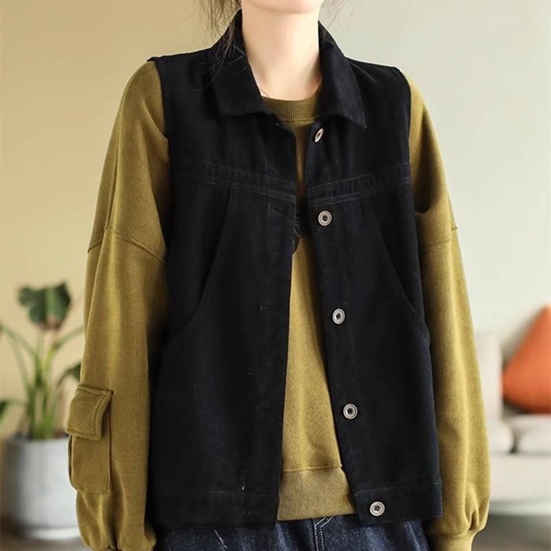 Original Japanese niche lapel vest jacket for the Spring and Autumn Period of the Spring and Autumn Period, the new wild horse clip shoulder top