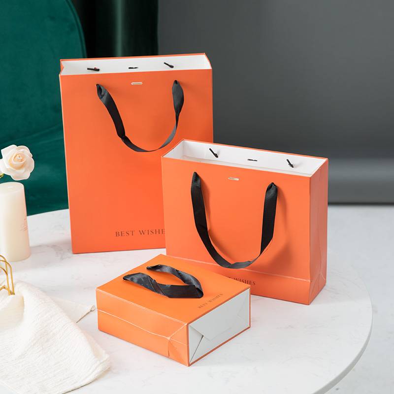 Orange gift bag exquisite high -level sensory clothing packaging paper bag high -end gift bag handbag Hermes gift bag