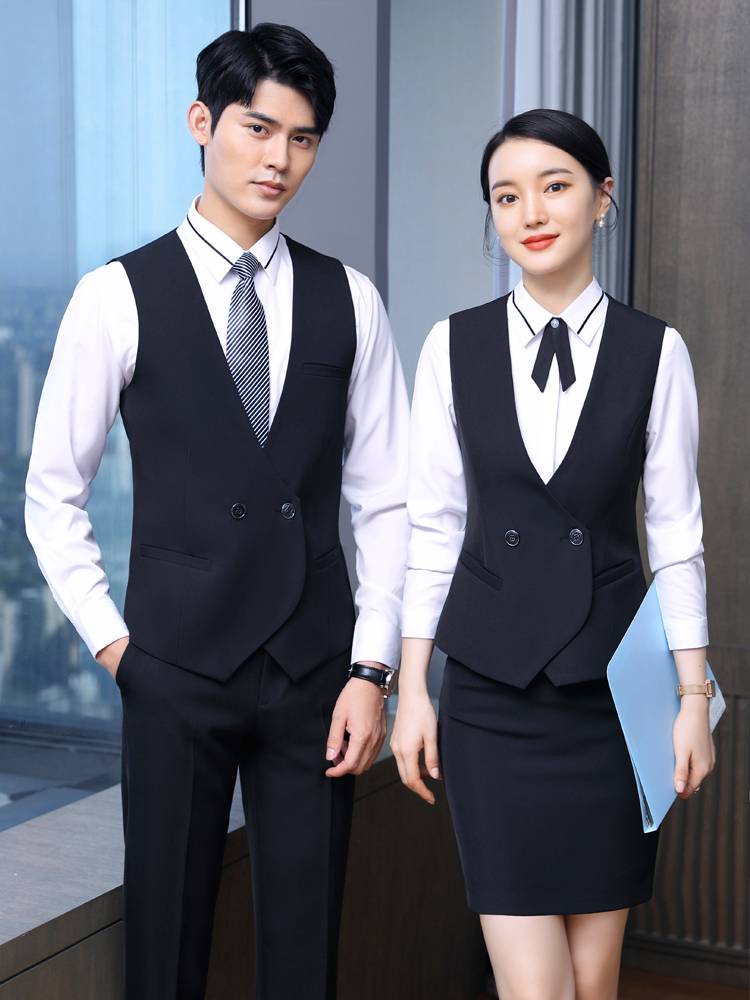 Men and women's same professional vest shirt set hotel KTV cashier front desk workers installed catering waiter work clothes