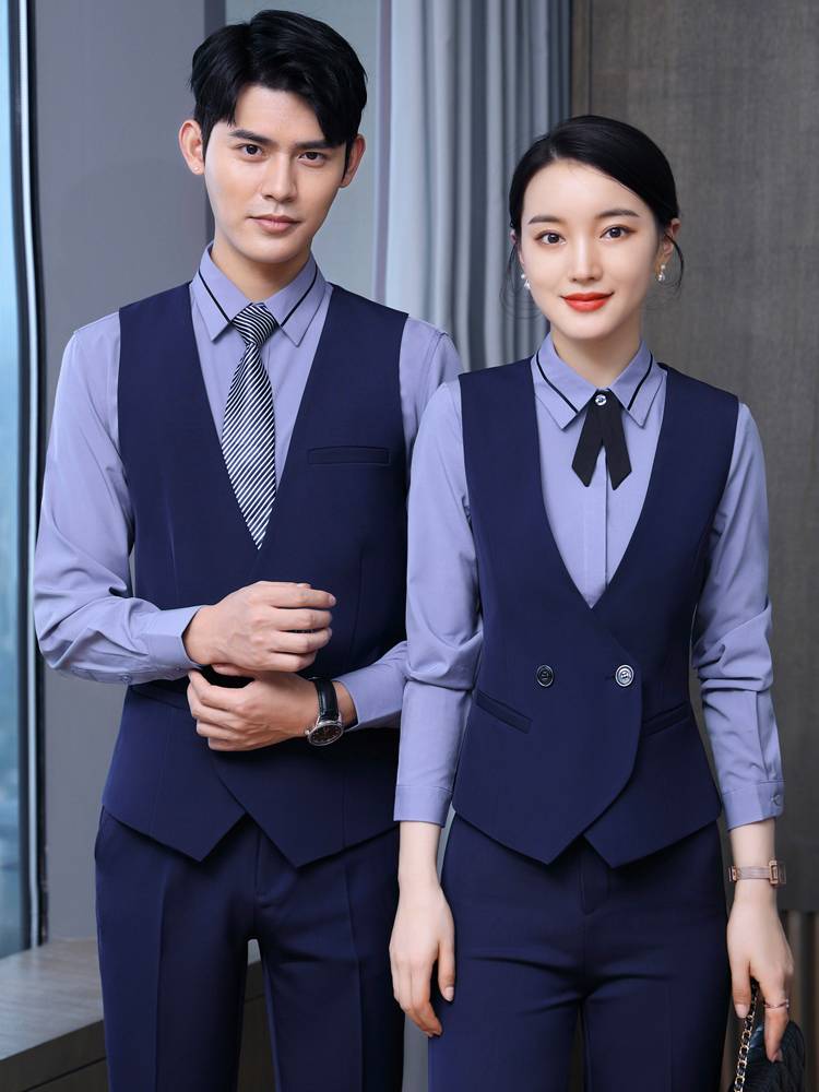 Men and women's same professional vest shirt set hotel KTV cashier front desk workers installed catering waiter work clothes
