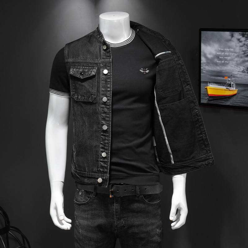 Fashion Lidian Lord Niu Jiejie West Young Slim Mercele is the old men's sleeveless solid color coat tide spring