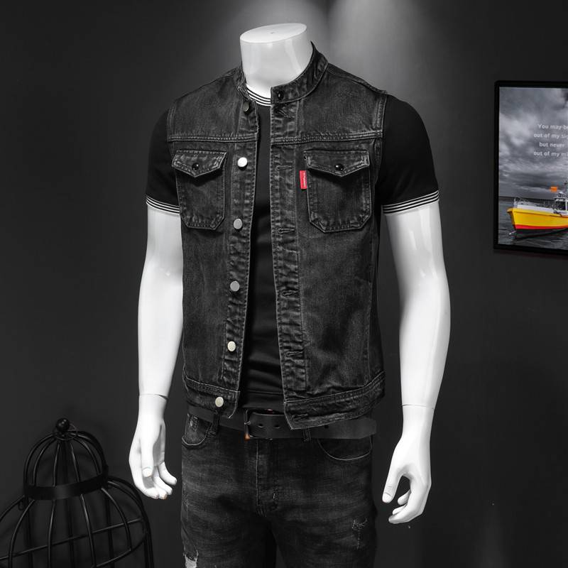 Fashion Lidian Lord Niu Jiejie West Young Slim Mercele is the old men's sleeveless solid color coat tide spring