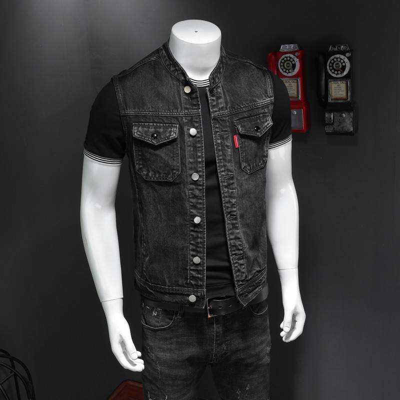Fashion Lidian Lord Niu Jiejie West Young Slim Mercele is the old men's sleeveless solid color coat tide spring