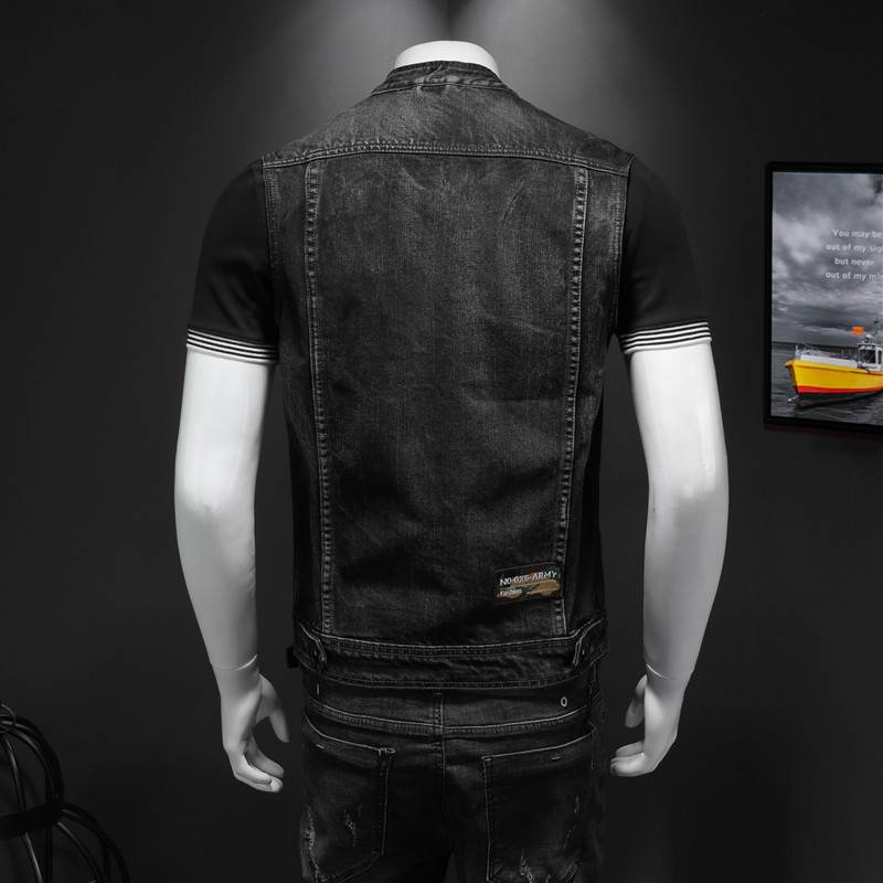 Fashion Lidian Lord Niu Jiejie West Young Slim Mercele is the old men's sleeveless solid color coat tide spring