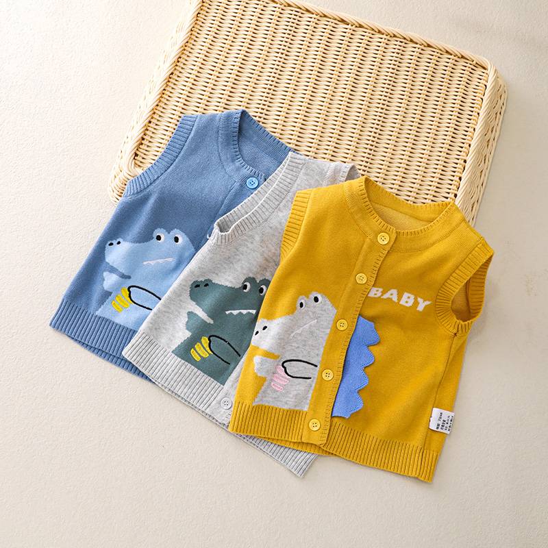Baby Baby vest sweater, vest vest, pure cotton boys sweater top children's knit sweater spring jacket