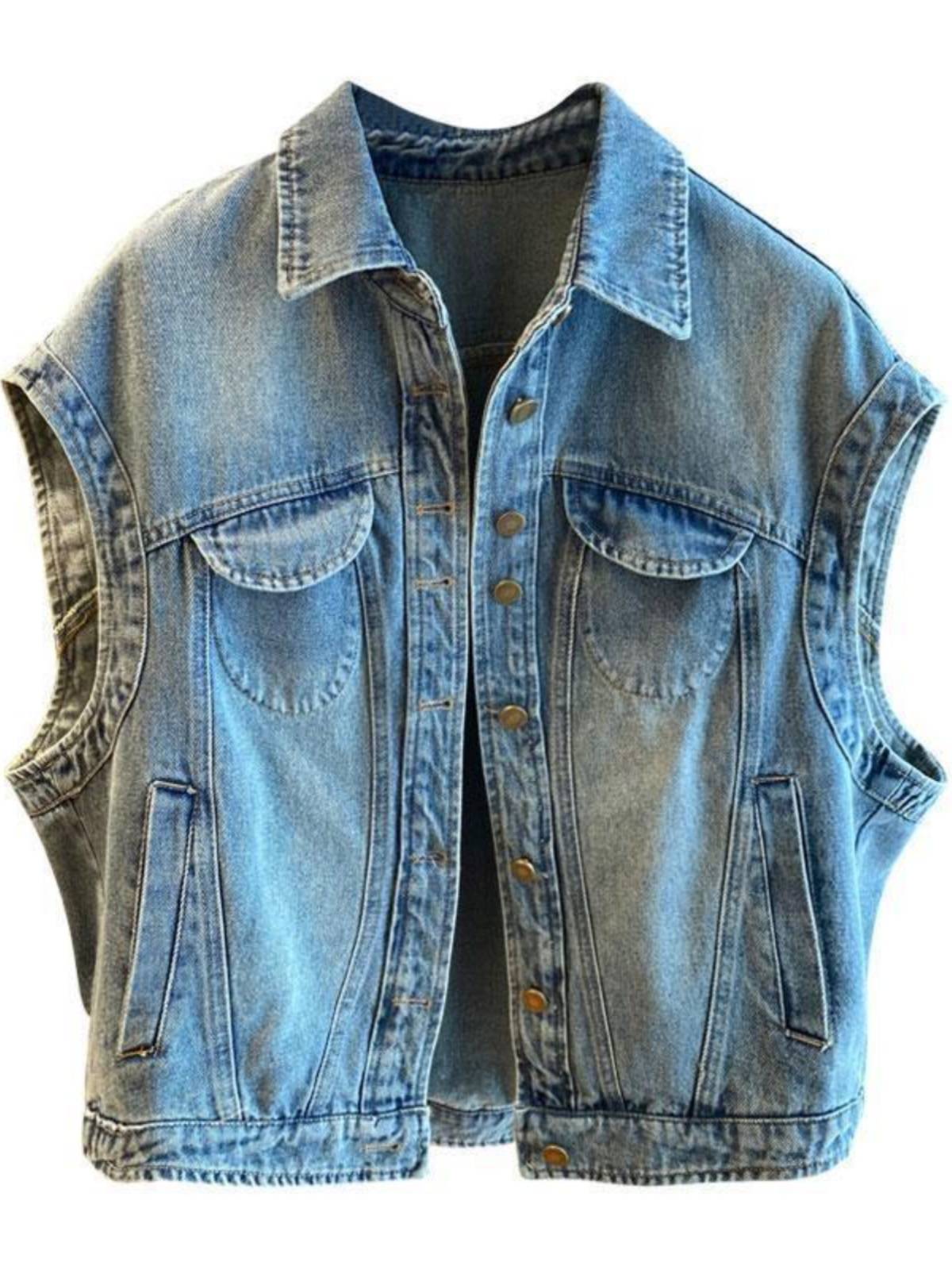 Extra 300 catties design feels denim vest men's and women's clothing summer European goods sleeveless shoulder horses clip jacket 2