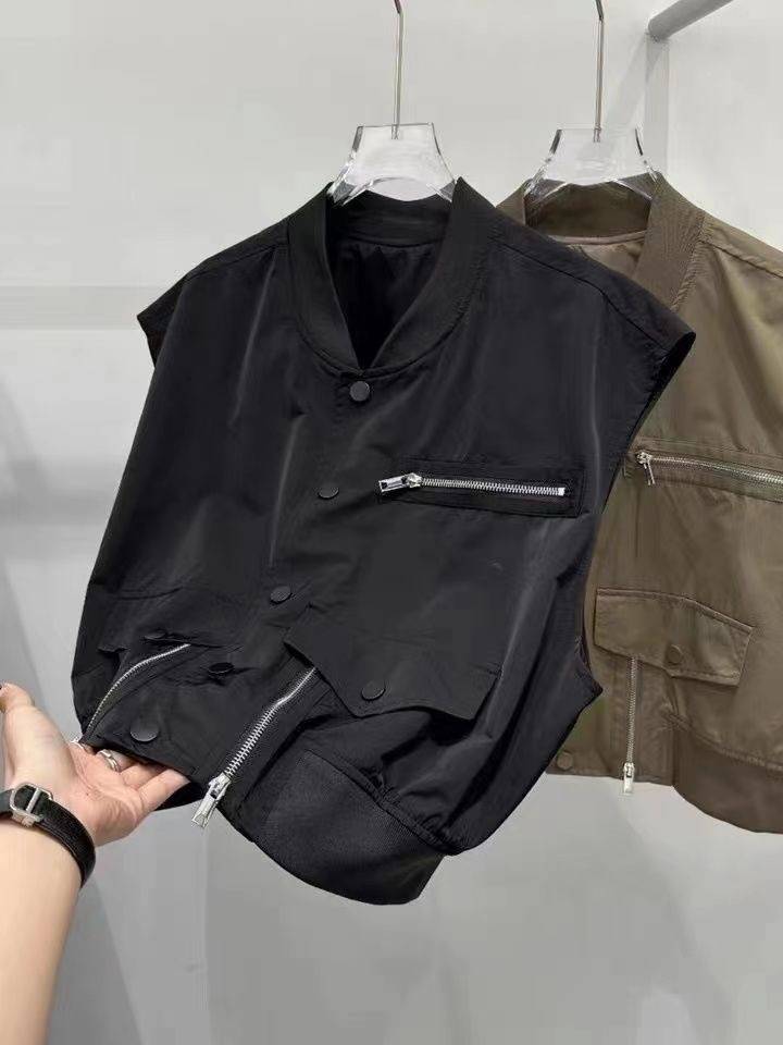Gongcong American vest outer set female European goods 2024 spring new niche casual sleeveless vest shirt tide
