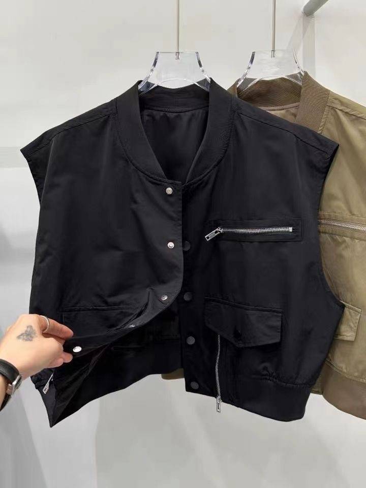 Gongcong American vest outer set female European goods 2024 spring new niche casual sleeveless vest shirt tide