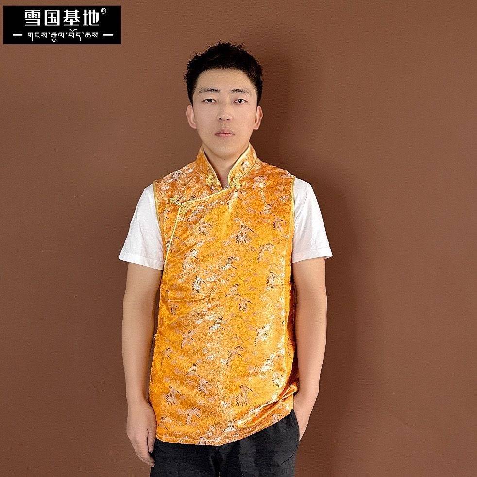 Men's brocade Bao Bingbang Tibetan Tibetan clothing ethnic Tibetan cardigan vests outside the horses clip out of the shirt wear shoulder