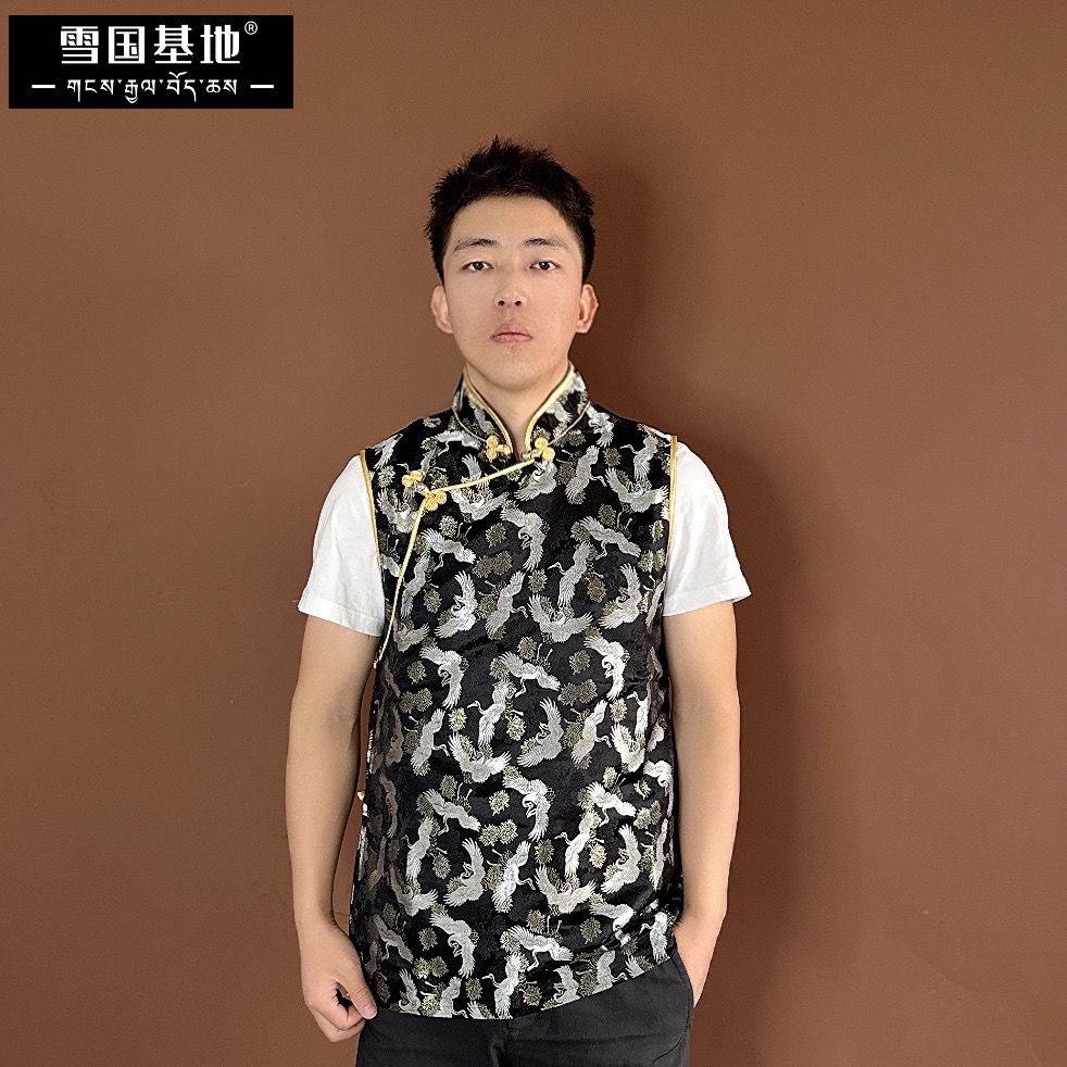 Men's brocade Bao Bingbang Tibetan Tibetan clothing ethnic Tibetan cardigan vests outside the horses clip out of the shirt wear shoulder