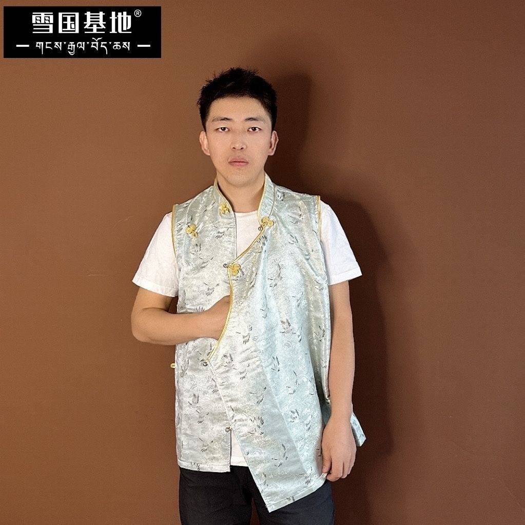 Men's brocade Bao Bingbang Tibetan Tibetan clothing ethnic Tibetan cardigan vests outside the horses clip out of the shirt wear shoulder