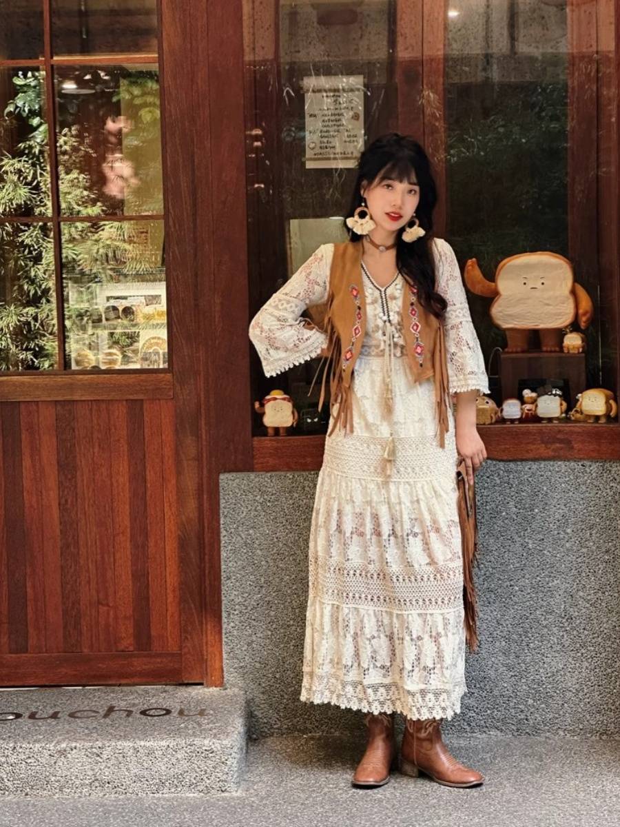 Persian national style suede vest female summer 2024 new large size tassel retro brown vest top