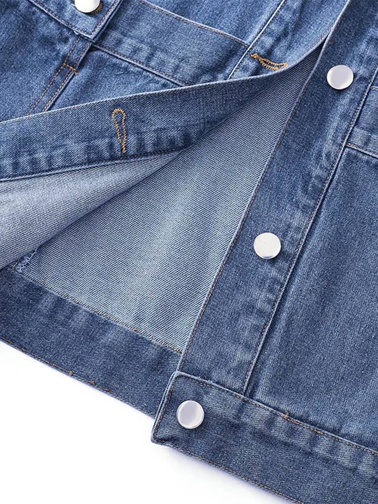 2024 spring and autumn new Korean casual retro denim vest women wearing foreign pockets, temperament, shoulder horse clip