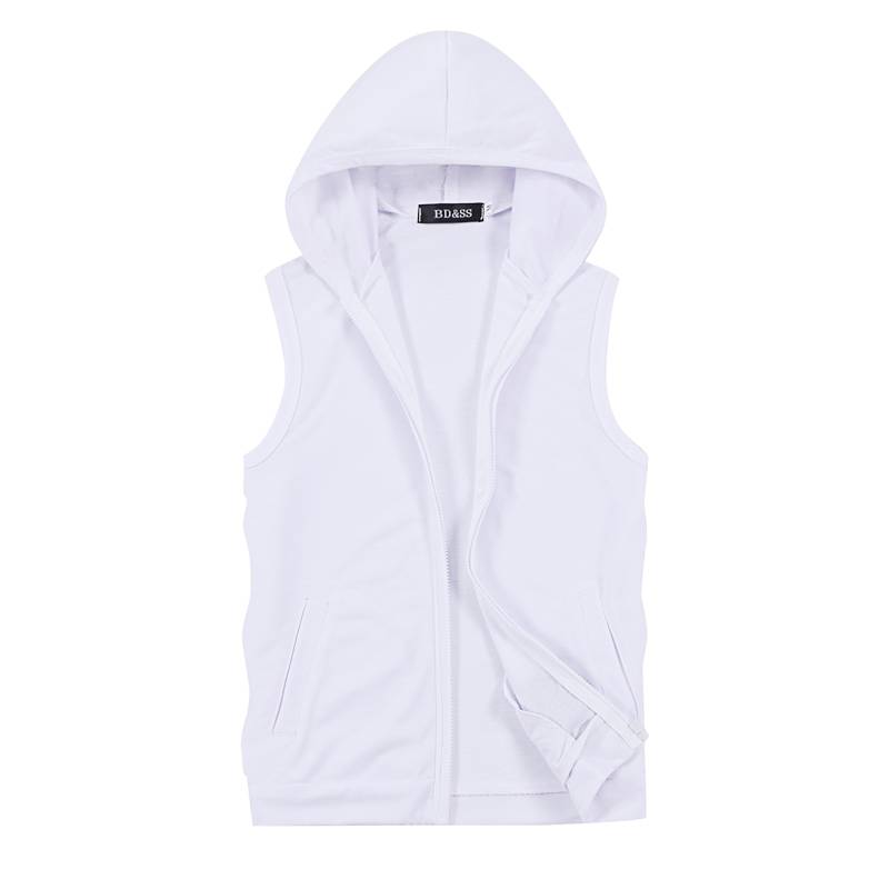 Summer Student Sports Vests Thin Rander Cassachable Hooded Jacket Male Young Horse Clip Club Sleeveless Sweatper
