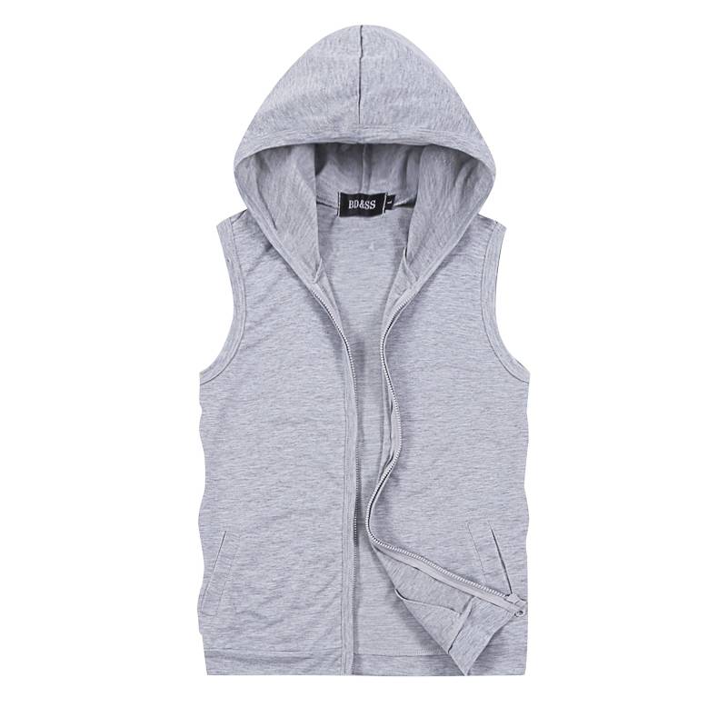 Summer Student Sports Vests Thin Rander Cassachable Hooded Jacket Male Young Horse Clip Club Sleeveless Sweatper