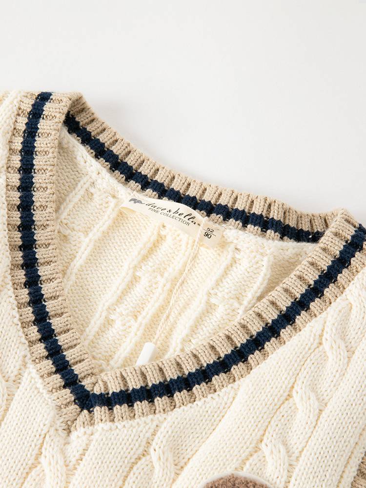David Bella boys 2024 autumn and winter children's knitted vest baby pure cotton sweater college wind children's clothing