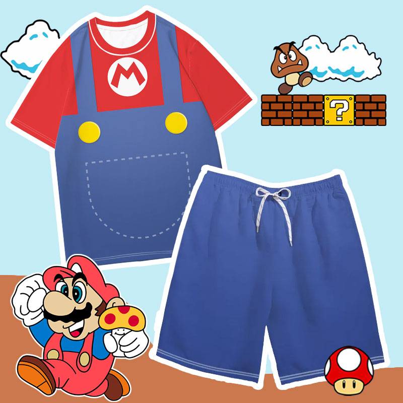THE MARIO BROTHERS' SUMMER BOYS WITH A T-SHIRT AND A CHILD'S SHORTS