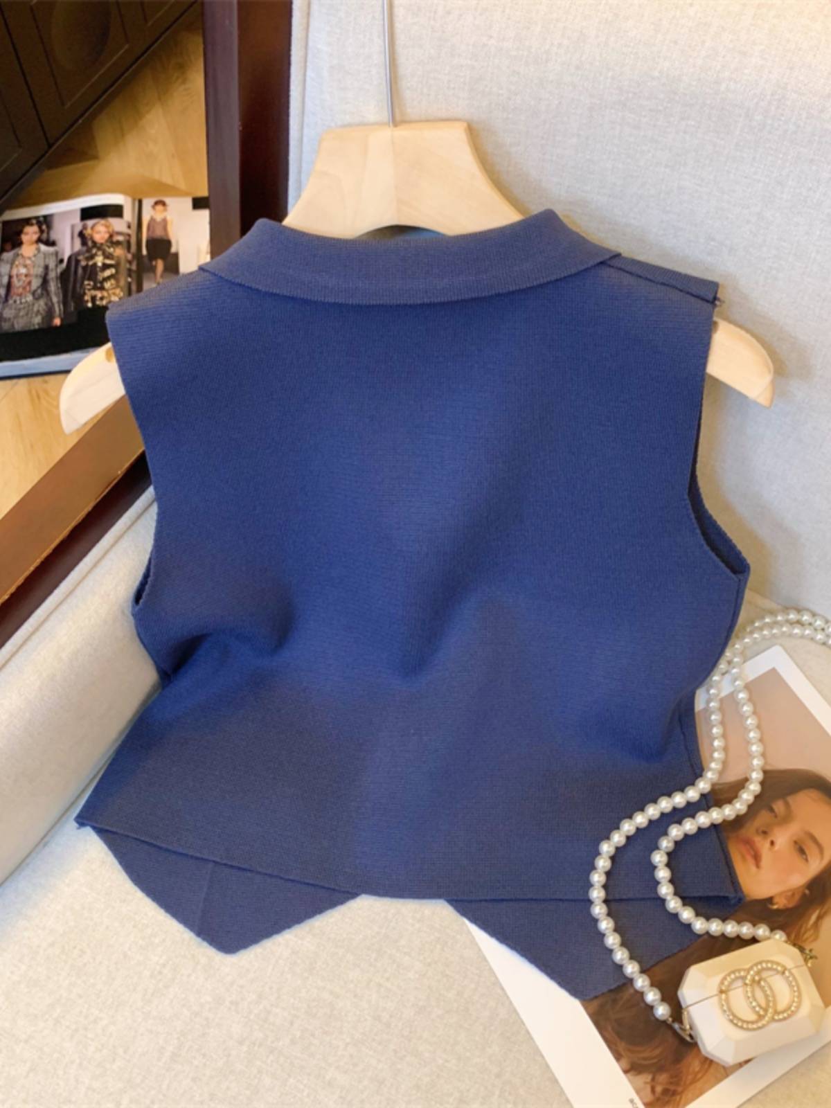 Counter withdrawal of cutting labels ~ Little incense Fengfeng suits vest vest female summer design sense temperament short sleeveless top