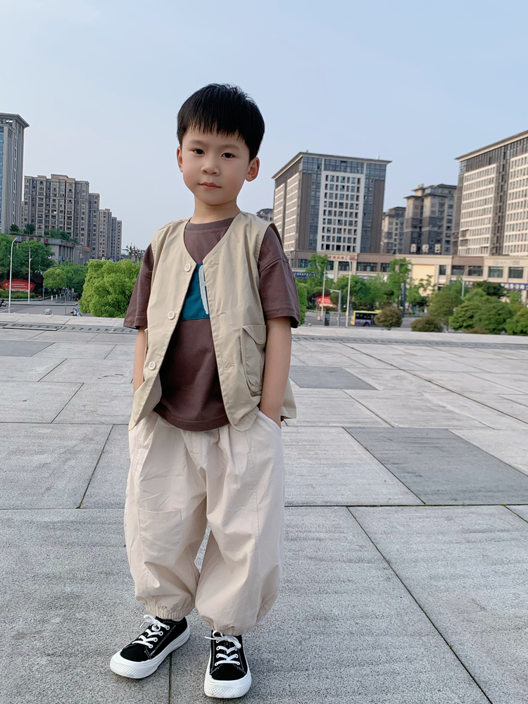 2024 Summer new children's vest boys thin jacket Korean version of small and young children versatile fashion vest outside wearing tide