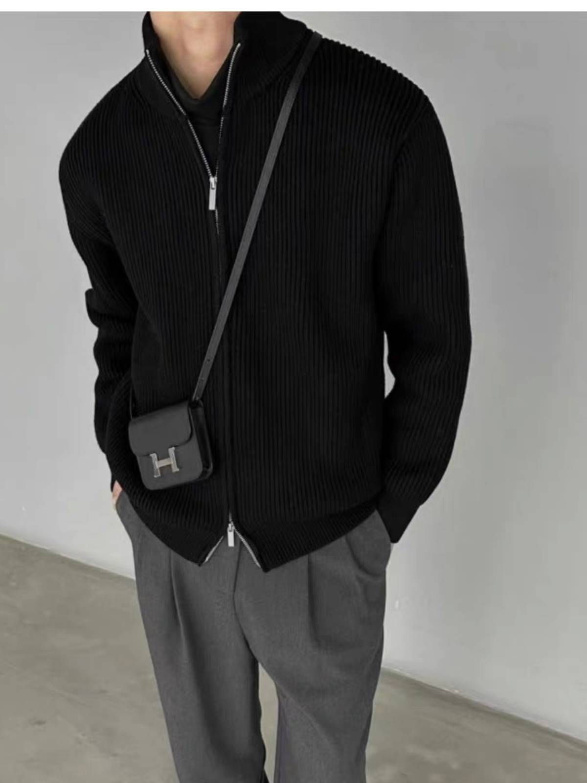 Morgiela original Mage -style zipper tall wool cardigan sweater MM6 sweater jacket