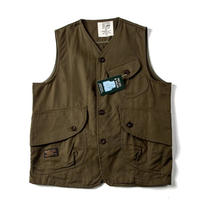 Japanese retro multi -pocket worker vest men's tide brand street loose outside wearing vest leisure and shoulder couple jacket