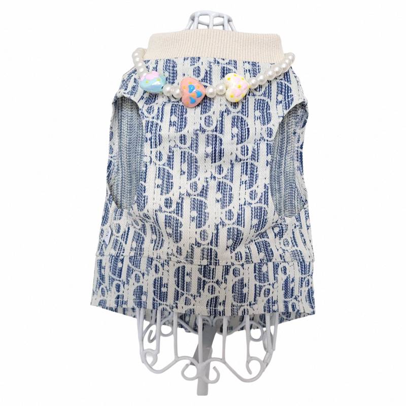 Pet vest denim spring and summer sleeveless thin puppy clothes Teddy Bieki Kki large dog golden retriever Cog Kiki