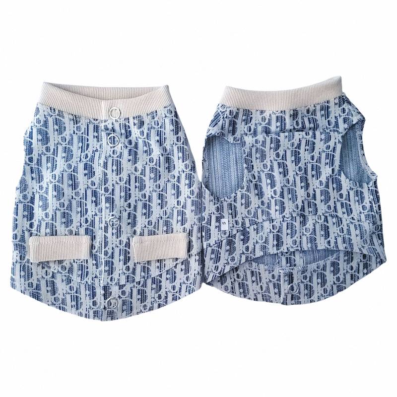 Pet vest denim spring and summer sleeveless thin puppy clothes Teddy Bieki Kki large dog golden retriever Cog Kiki