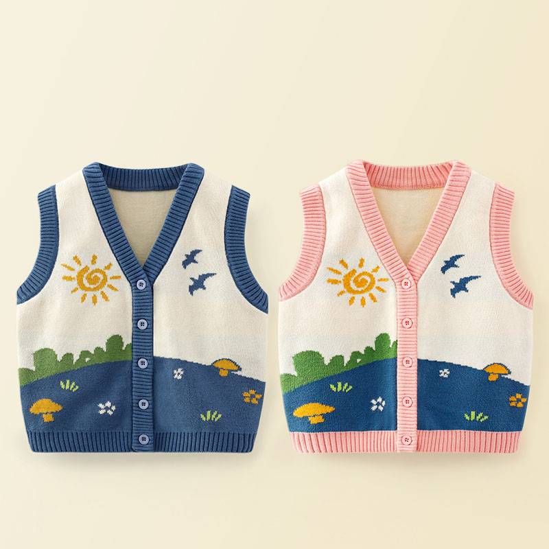 British NextRoad knitted vest boys and girls, babies, vests spring and autumn wearing sweater cardigan baby, shoulder cute