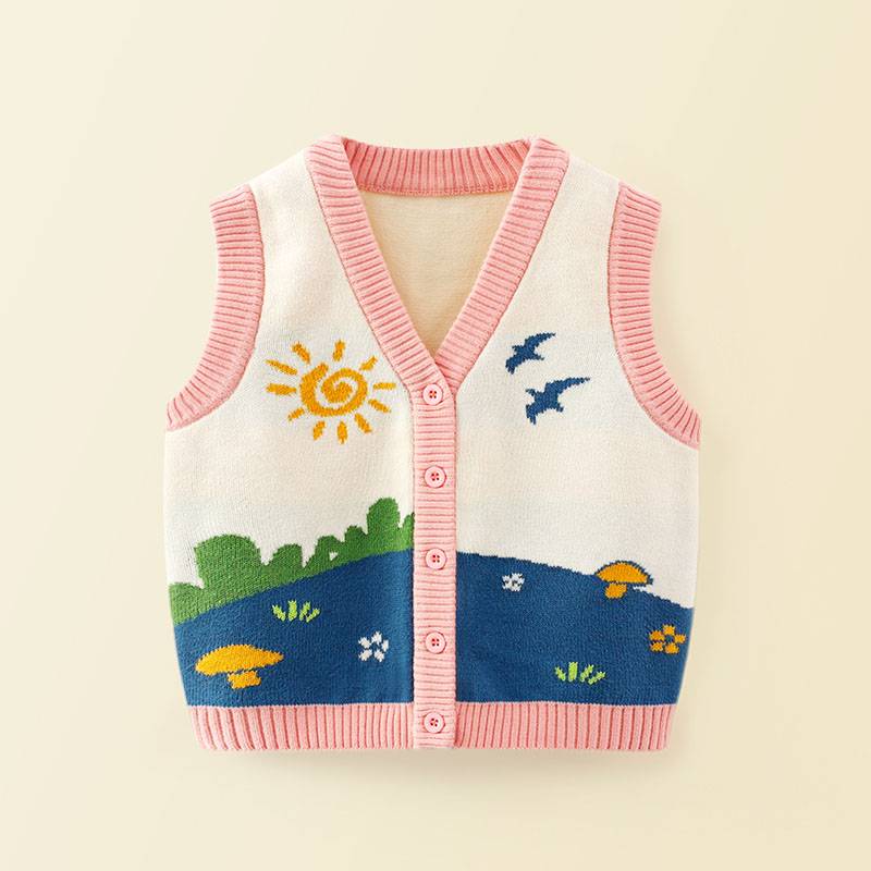 British NextRoad knitted vest boys and girls, babies, vests spring and autumn wearing sweater cardigan baby, shoulder cute