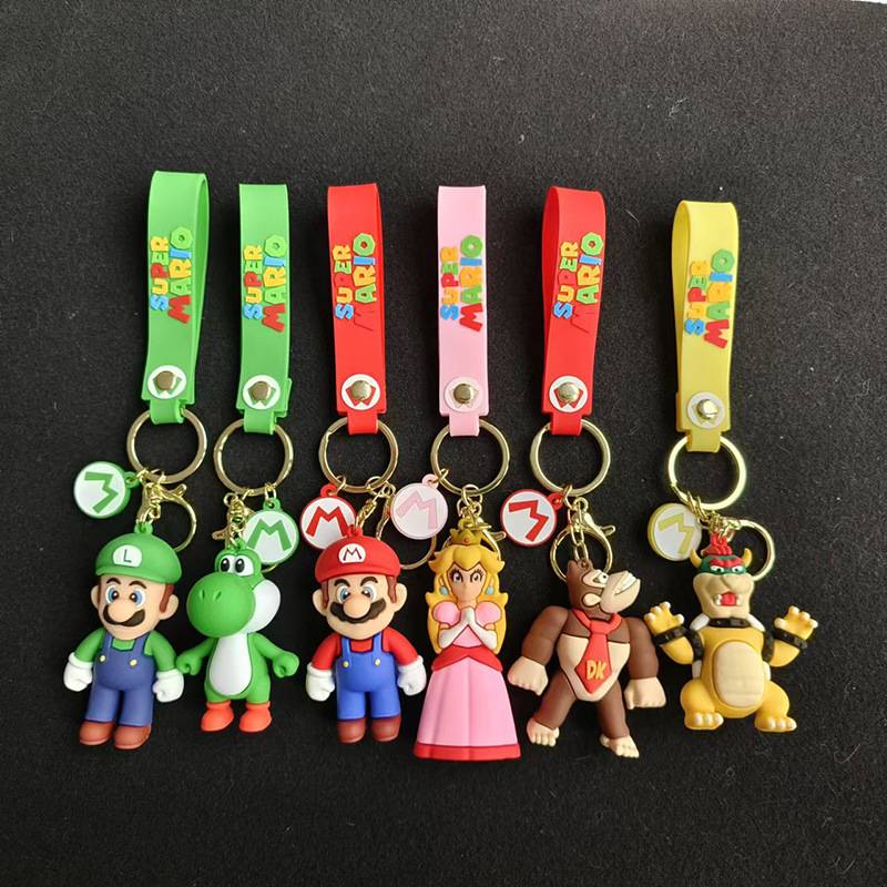 New cartoon Mario series keychain cute super Marie doll bag pendant car key chain