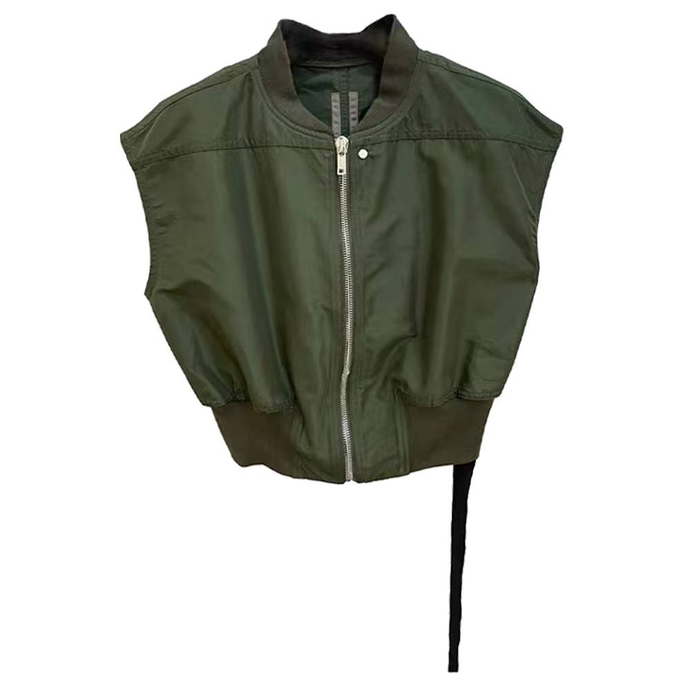 Retro -green cardigan short horse clip top Girls in autumn and winter wearing slim sleeveless shoulder vest vests