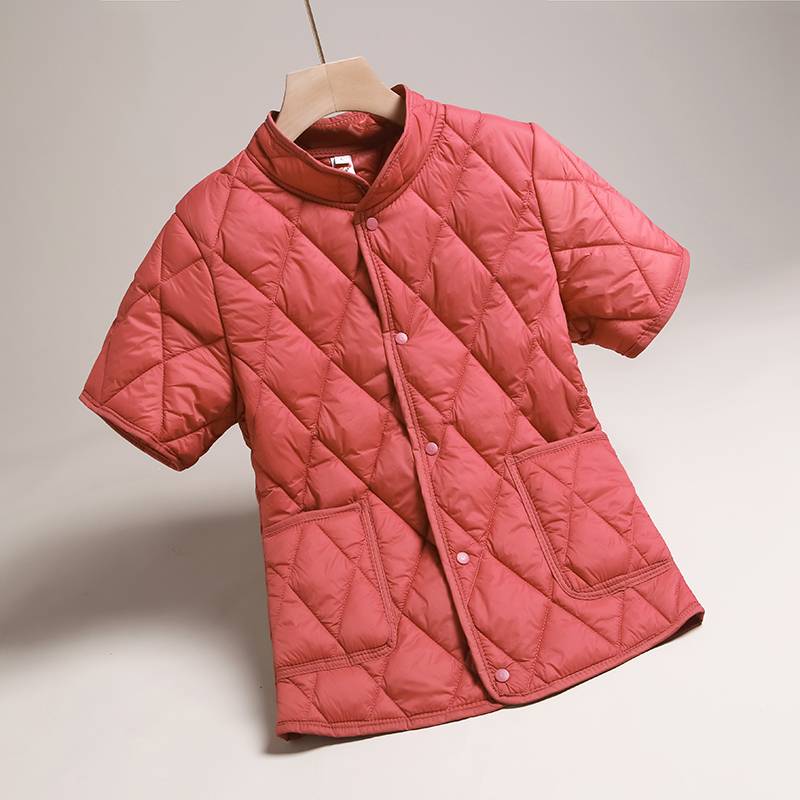 Autumn and winter collar a half -sleeved cotton vest female down cotton clothing, shoulder cotton, middle -sleeved cotton clothing middle -aged and elderly mother guarding cotton jacket