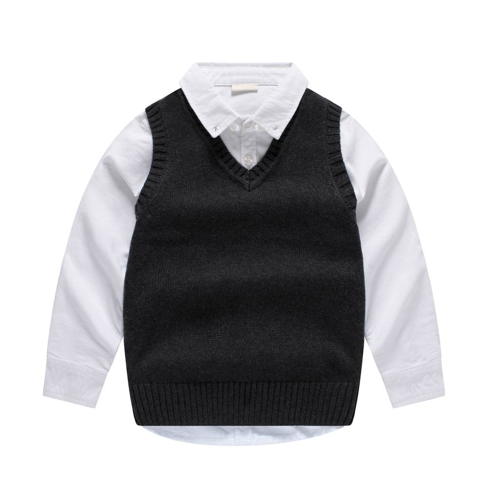 23 Autumn and winter new children's clothing Children's sweater vest V -necklasses, men's and women's sweater, vest sleeveless shoulder solid color