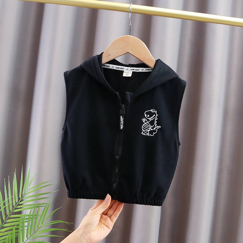 Baby thin horse clip spring outfit baby Korean vest children's spring and autumn sleeveless hooded jacket boys zipper vest