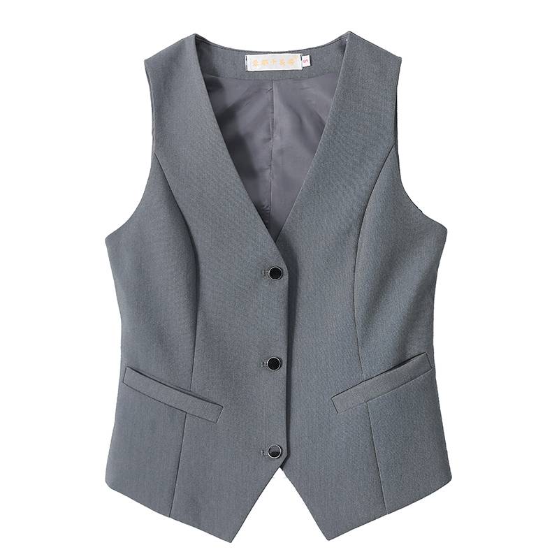 Professional horse clip female gray Korean version of slim small vest spring and autumn short 2023 large size workshop hotel vest set