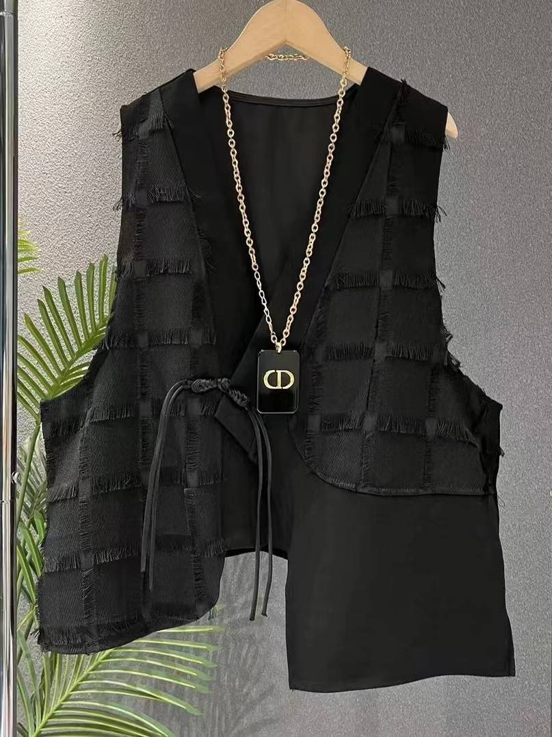 2024 new mothers pack black Korean version of personal vest women's high -level sense, foreign style versatile fashion horses clip