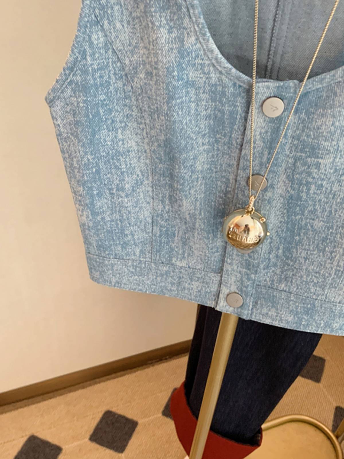 Counter withdrawal!The first -line big -name retro old denim vest vest women's summer qi cricket sleeveless top