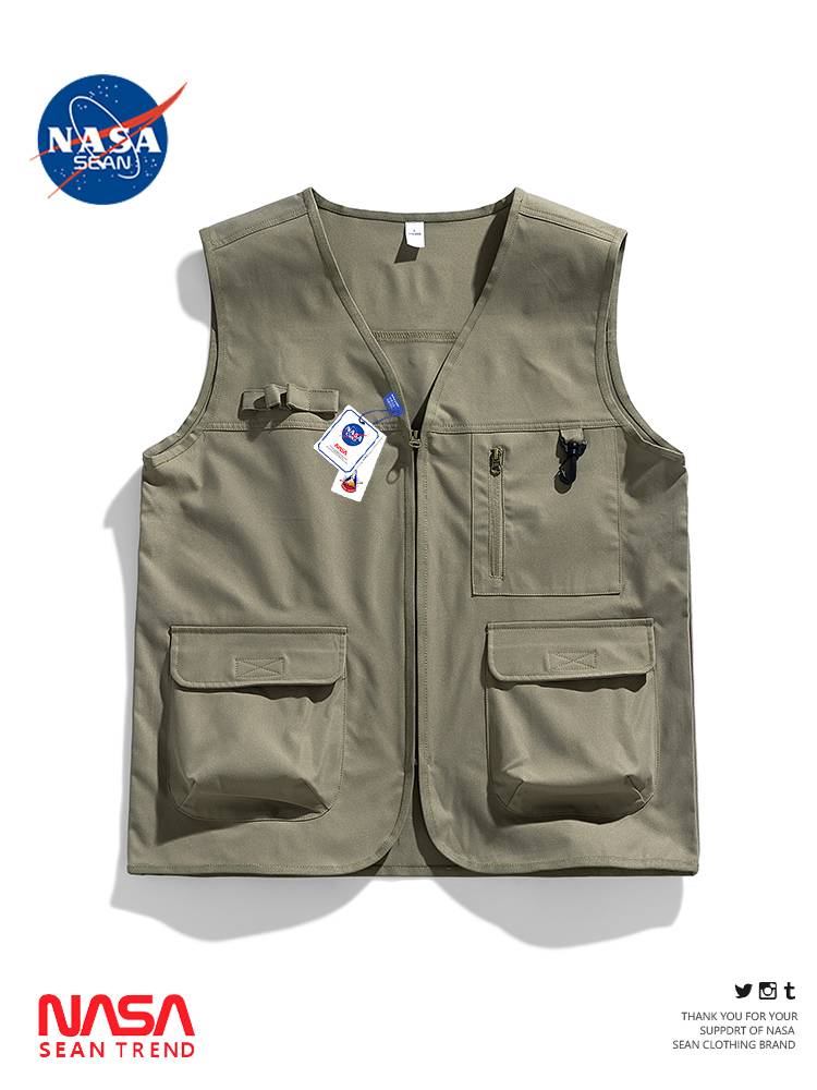 NASA joint American retro worker vest men's summer tide card function tactical vest, shoulder sleeveless top