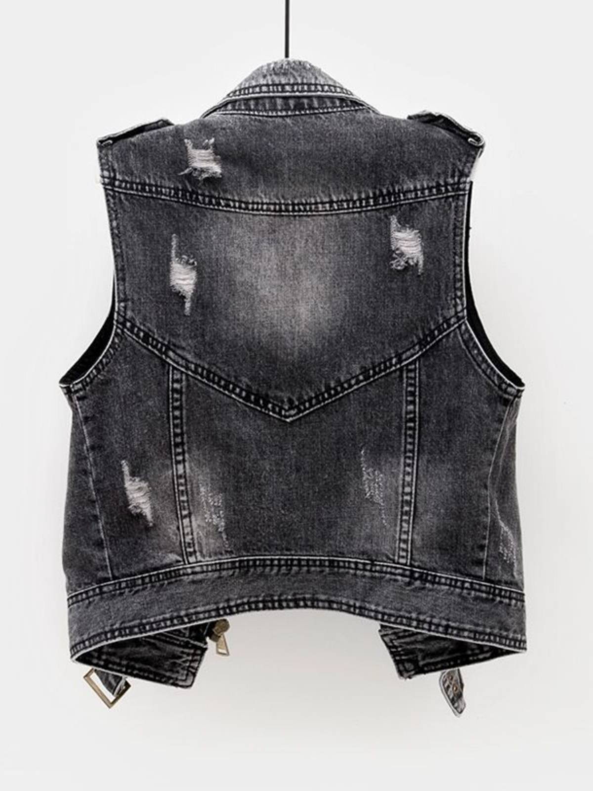 Cowboy Margintes Women Wear Europe 2024 Spring and Autumn New Korean Version Western Personality Fashion Vests Shoulder Shoulder
