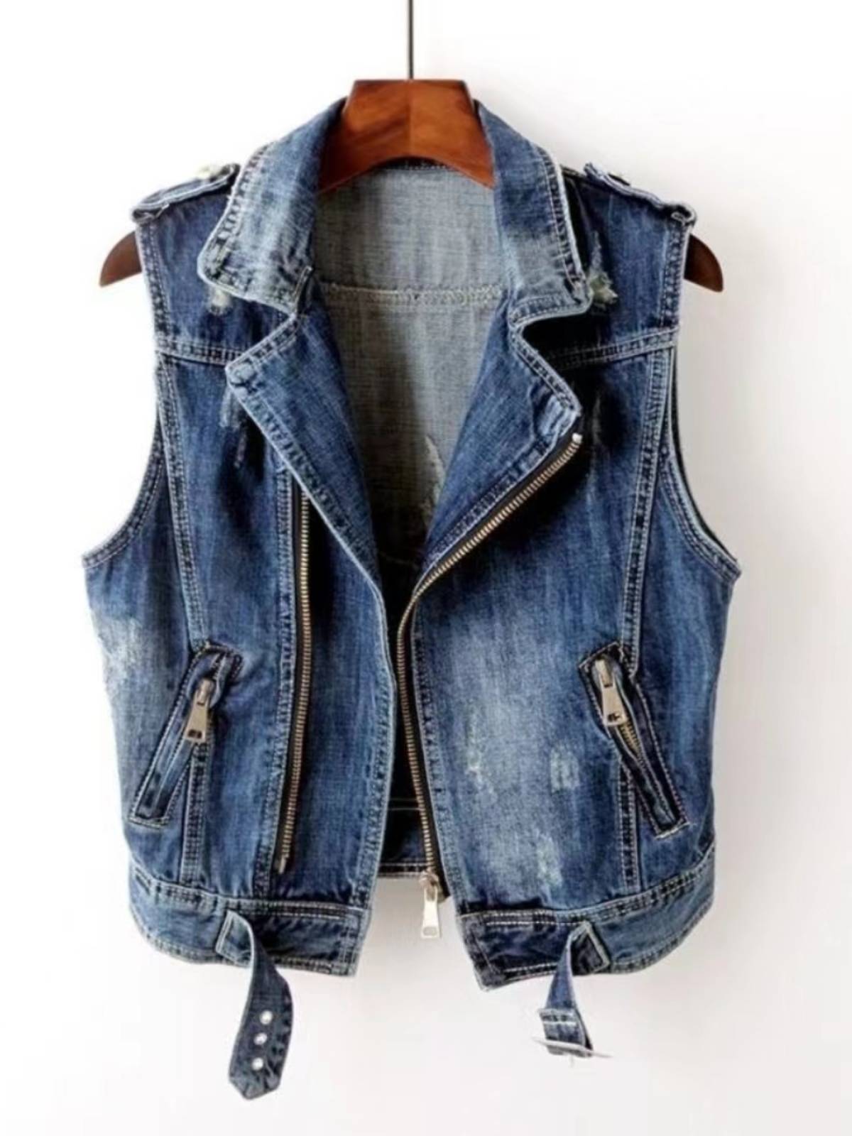Cowboy Margintes Women Wear Europe 2024 Spring and Autumn New Korean Version Western Personality Fashion Vests Shoulder Shoulder