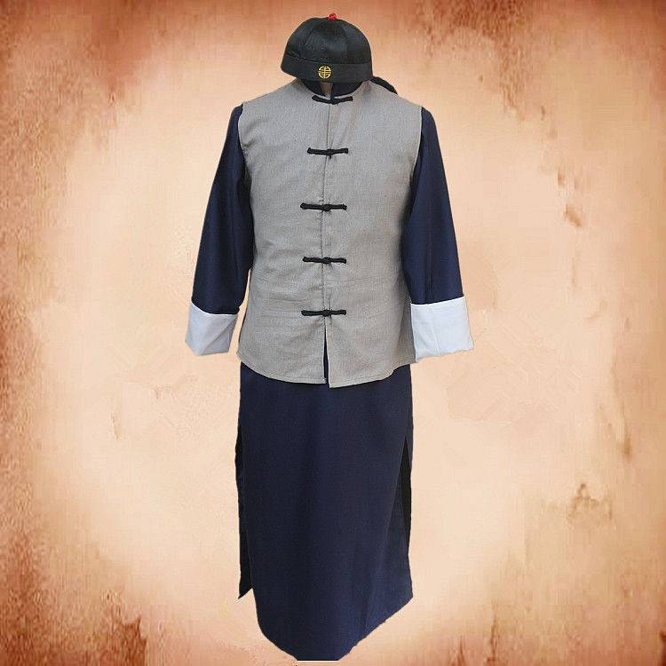 The housekeeper of the Qing Dynasty clothing, the long shirt of the Republic of China, the Qing Dynasty master vest coat performed robes, costume horse gowns, shopkeeping wine