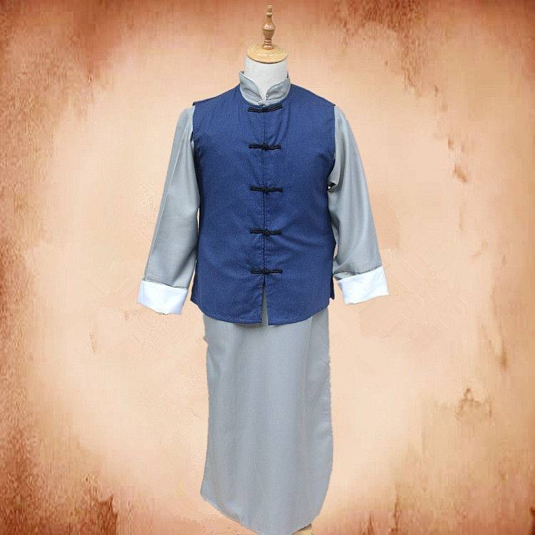 The housekeeper of the Qing Dynasty clothing, the long shirt of the Republic of China, the Qing Dynasty master vest coat performed robes, costume horse gowns, shopkeeping wine