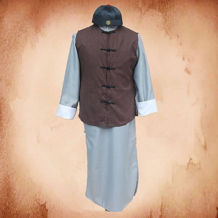 The housekeeper of the Qing Dynasty clothing, the long shirt of the Republic of China, the Qing Dynasty master vest coat performed robes, costume horse gowns, shopkeeping wine