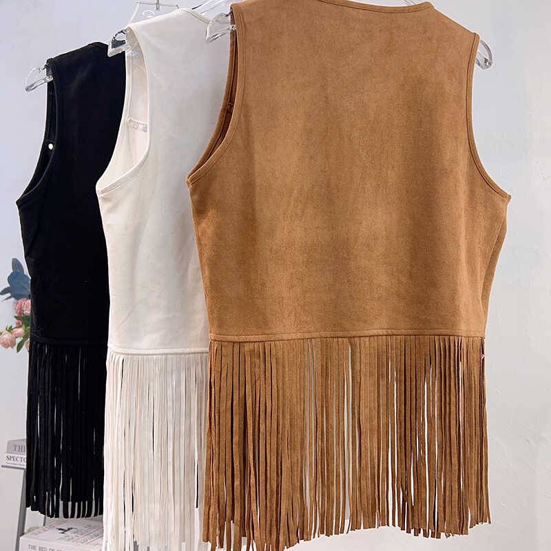 Retro Western denim style Xinjiang desert Gobi brigade shot wearing vest brown suede suede flowing Soe vest tops