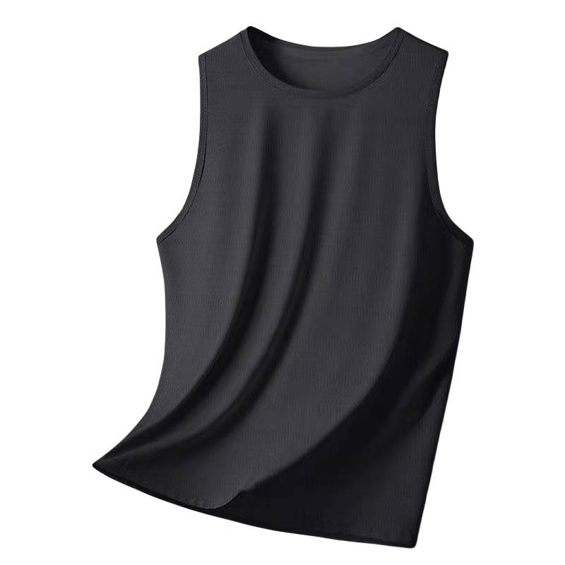 The new sleeveless inside men's large size rhin -shoulder dad vest T -shirt ice silk clothing net eye sports vest summer fitness
