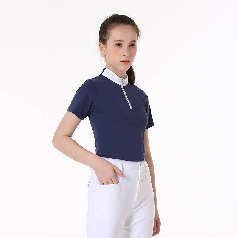Children's equestrian short -sleeved T -shirt in summer thin riding pink boys, girls, white horse riding training equestrian T -shirt