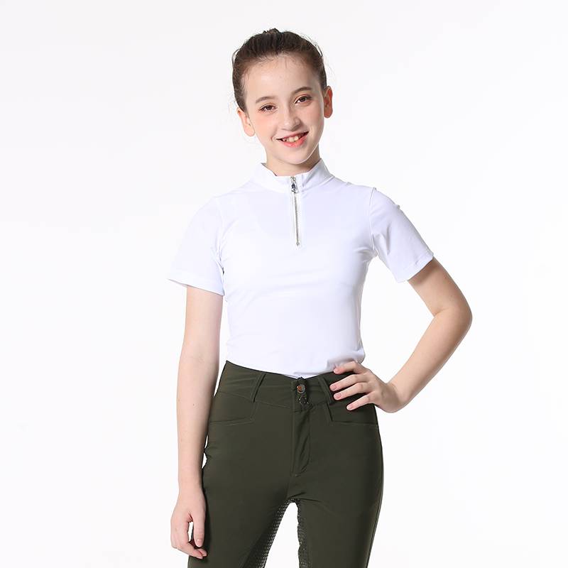 Children's equestrian short -sleeved T -shirt in summer thin riding pink boys, girls, white horse riding training equestrian T -shirt